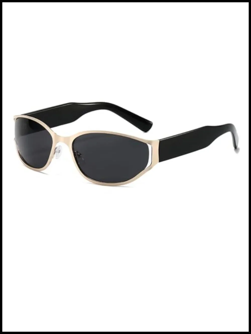 Y2K Wrap Around Sunglasses Retro Oval Lens UV400 Metal Frame